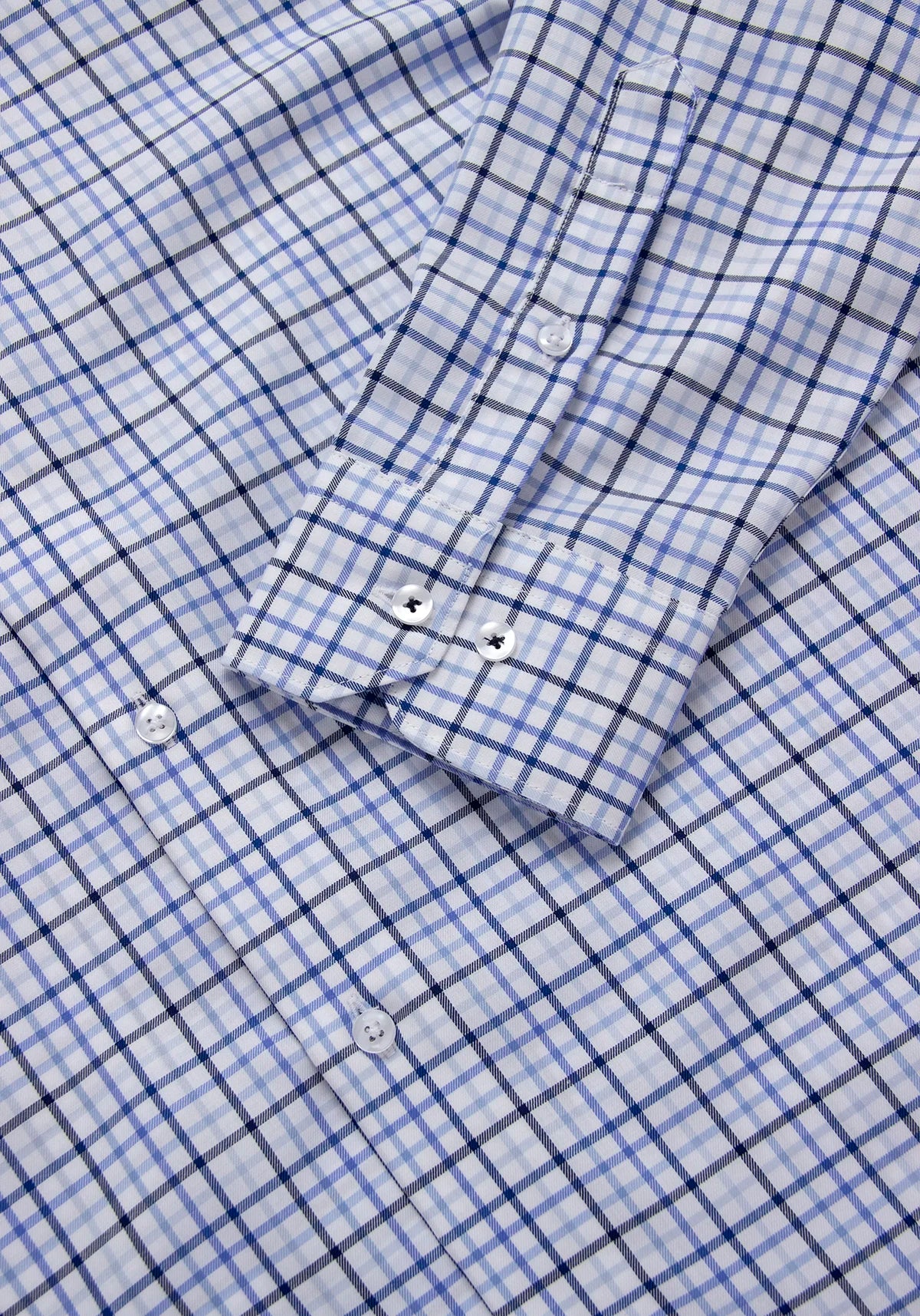 Camisa Sarga Cuadro Ventana Algodón Multi Azul